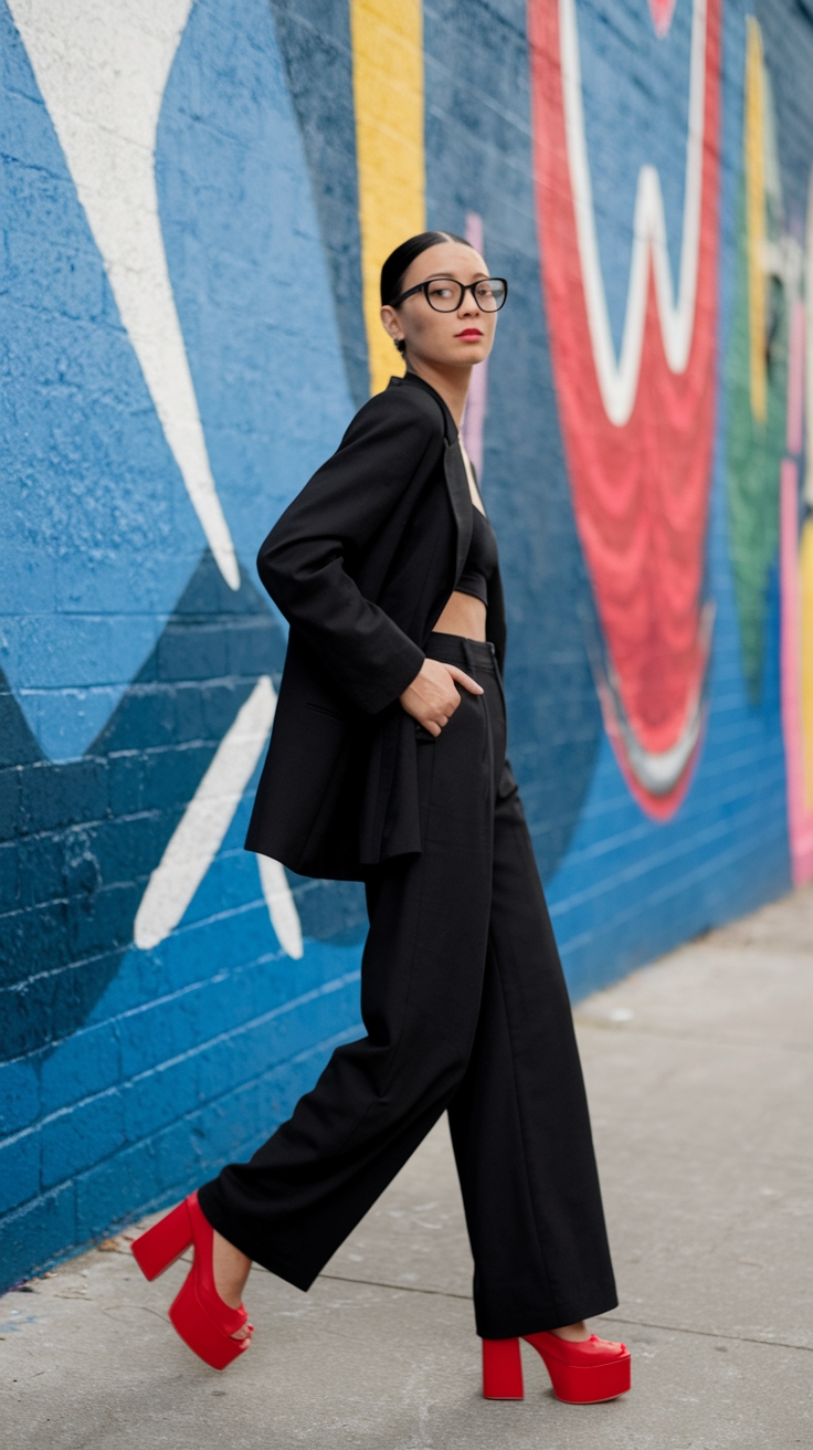 All Black Outfit Red Shoes: A Striking Color Combination outfit idea