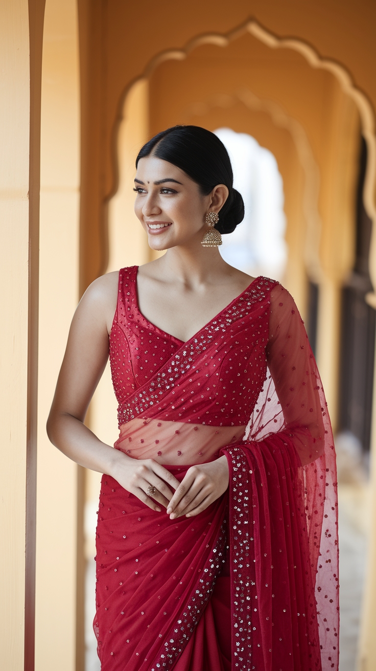 Anushka Sharma Red Saree: Elegance in Every Fold outfit idea