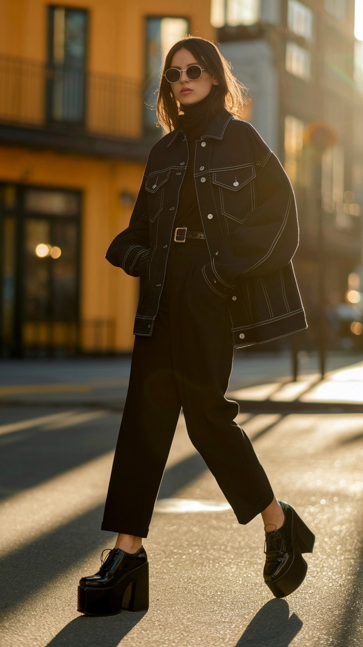 Fashionable Black Platform Shoes to Elevate Your Look outfit idea
