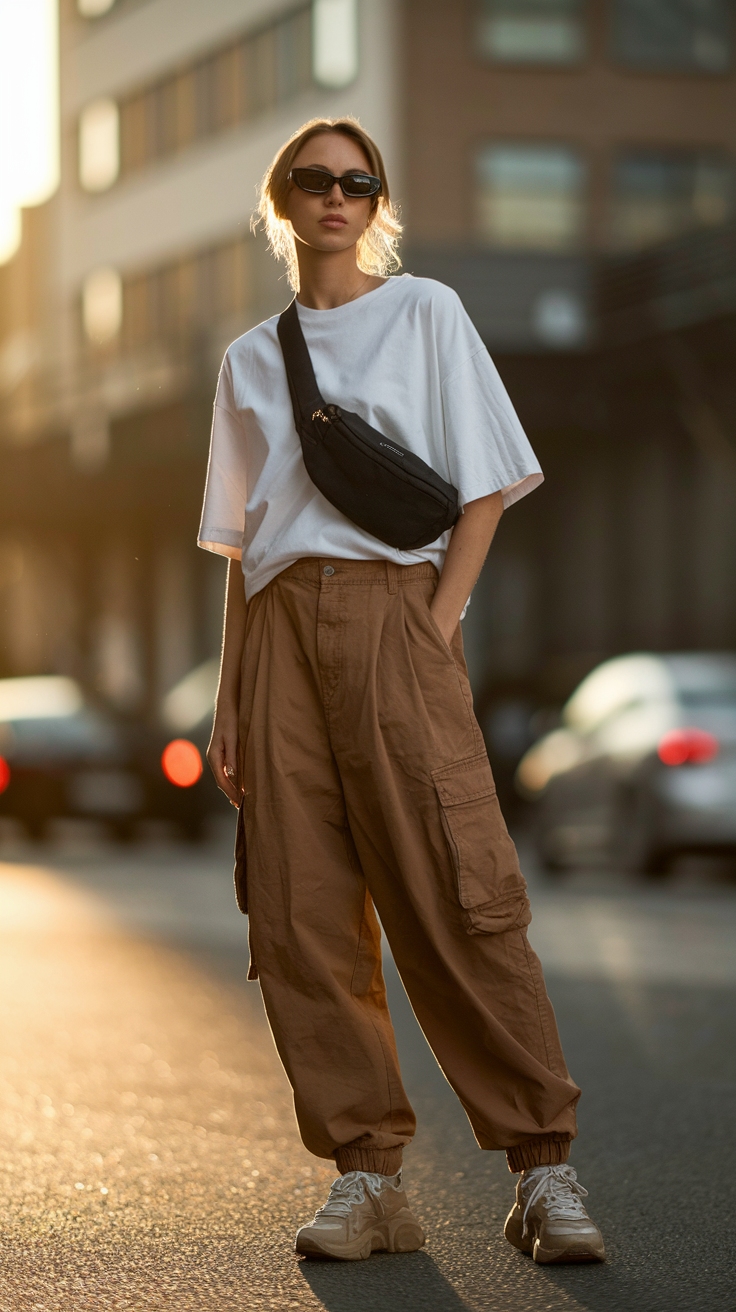 Trendy Brown Baggy Cargo Pants Outfit for Casual Days outfit idea