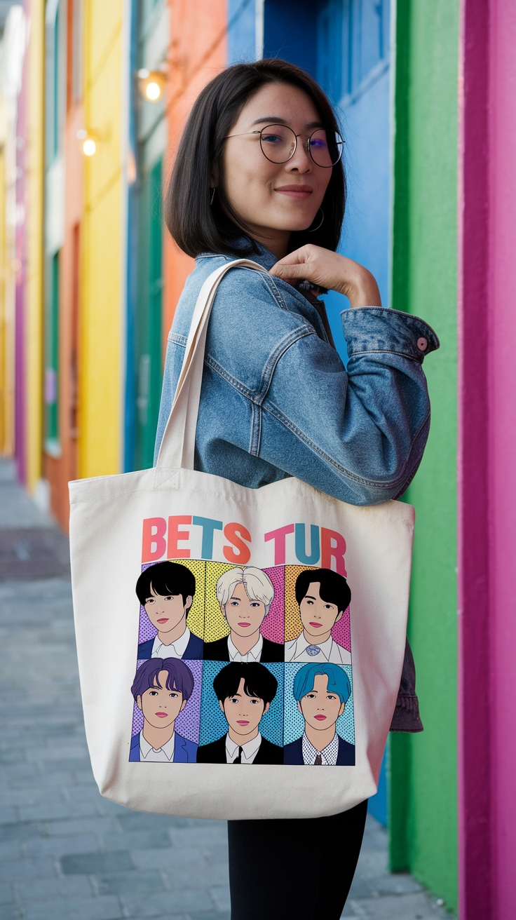 BTS Tote Bag Design: A Trendy Accessory for Fans outfit idea