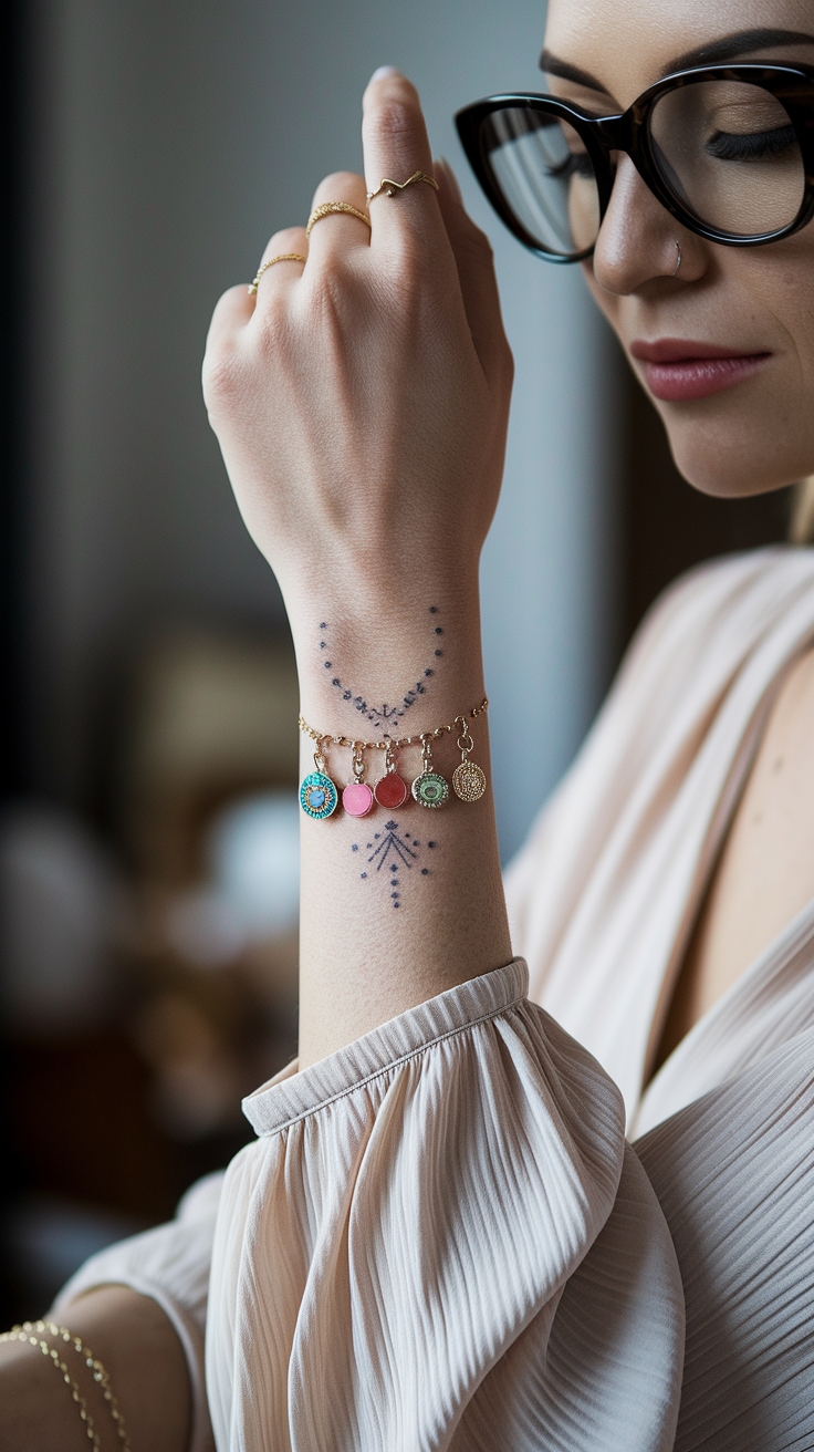 Stylish Charm Bracelet Tattoo for Women to Consider outfit idea