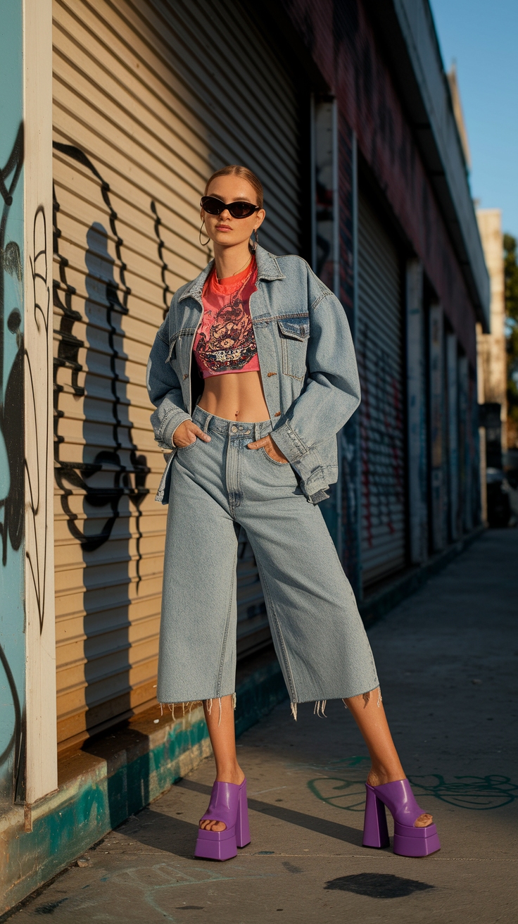 Create a Unique Chunky Platform Heels Outfit Look outfit idea