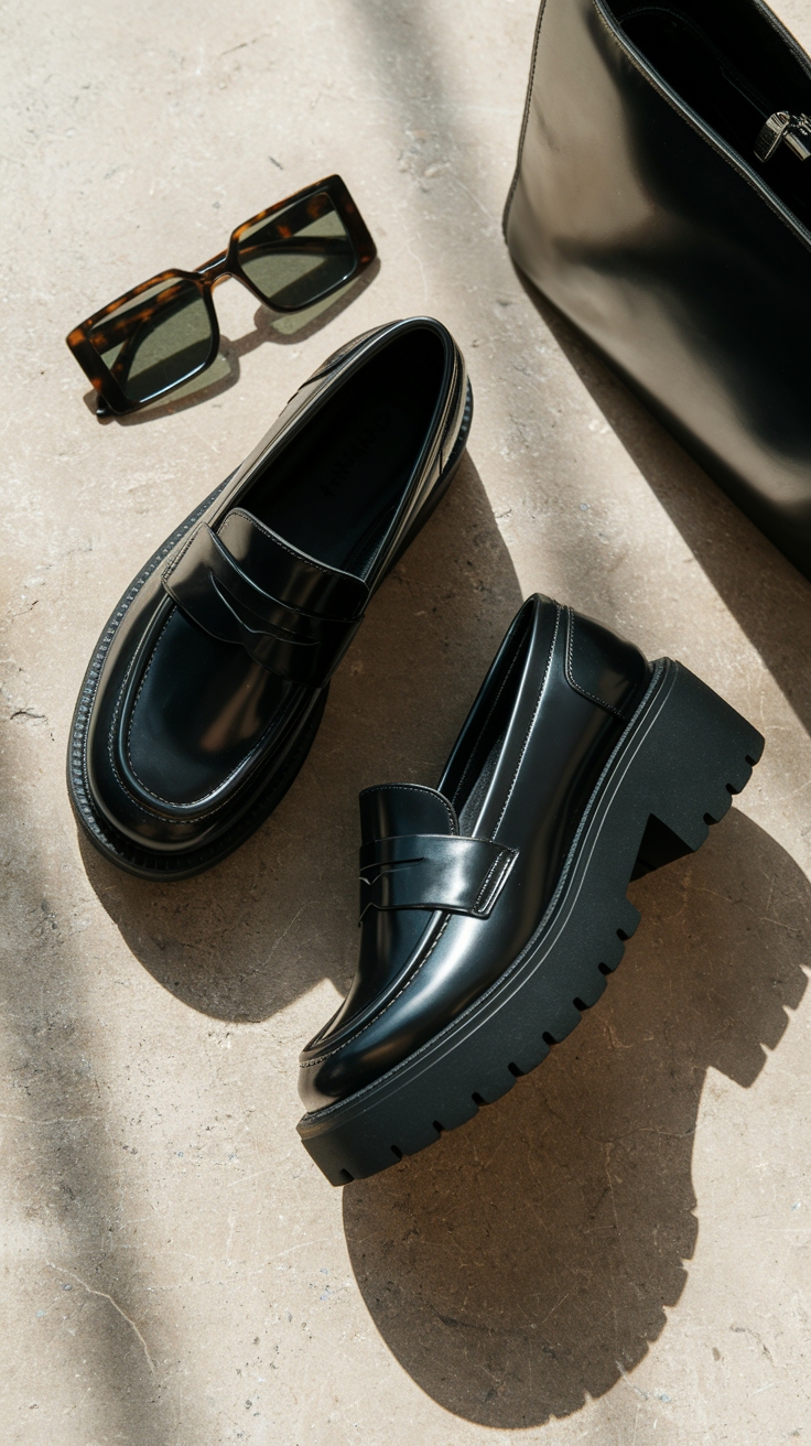 Fashion Tips for Wearing Chunky Platform Loafers outfit idea