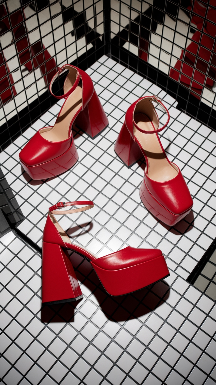 Daring Looks with Chunky Red Heels for Bold Fashion outfit idea