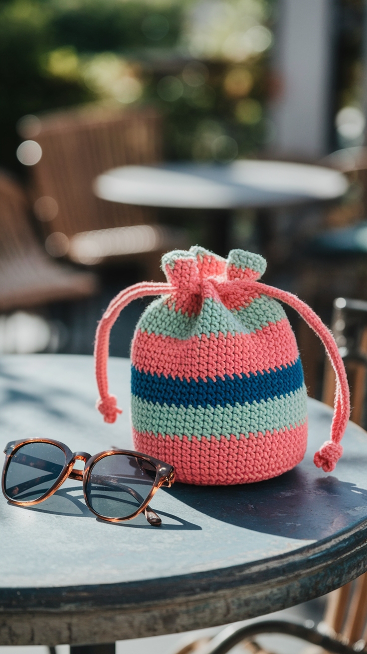 Charming Crochet Mini Drawstring Bag for Everyday Use outfit idea