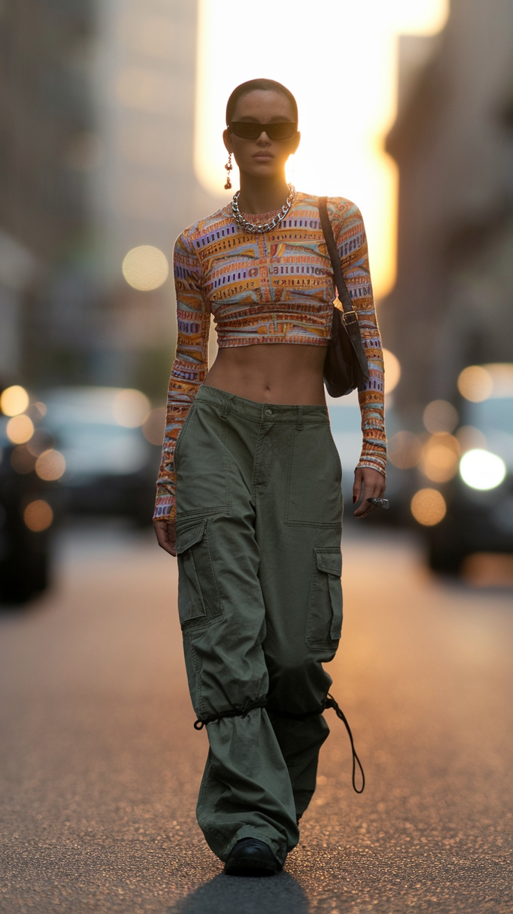 Perfecting the Crop Top with Cargo Pants Look outfit idea
