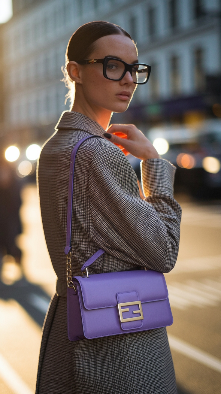 Fendi Purple Baguette: The Ultimate Style Statement outfit idea