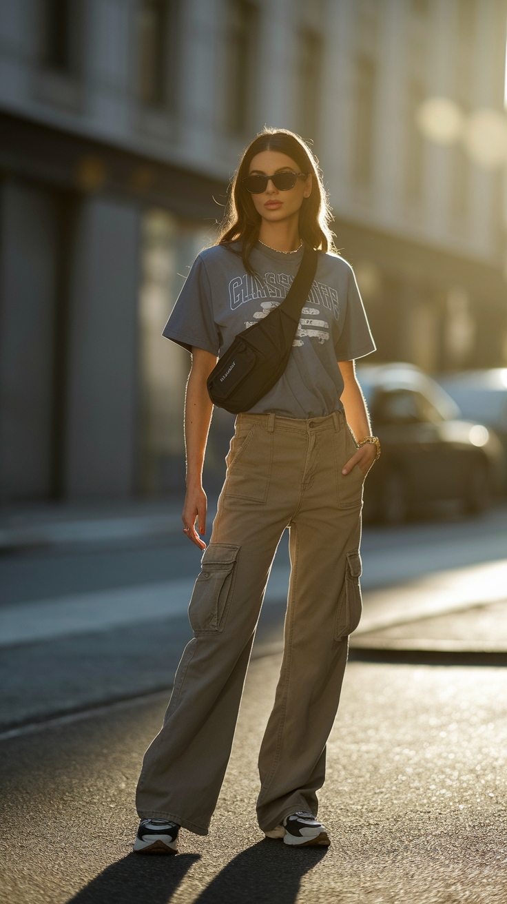 Flared Cargo Pants Outfit for a Trendy Look outfit idea