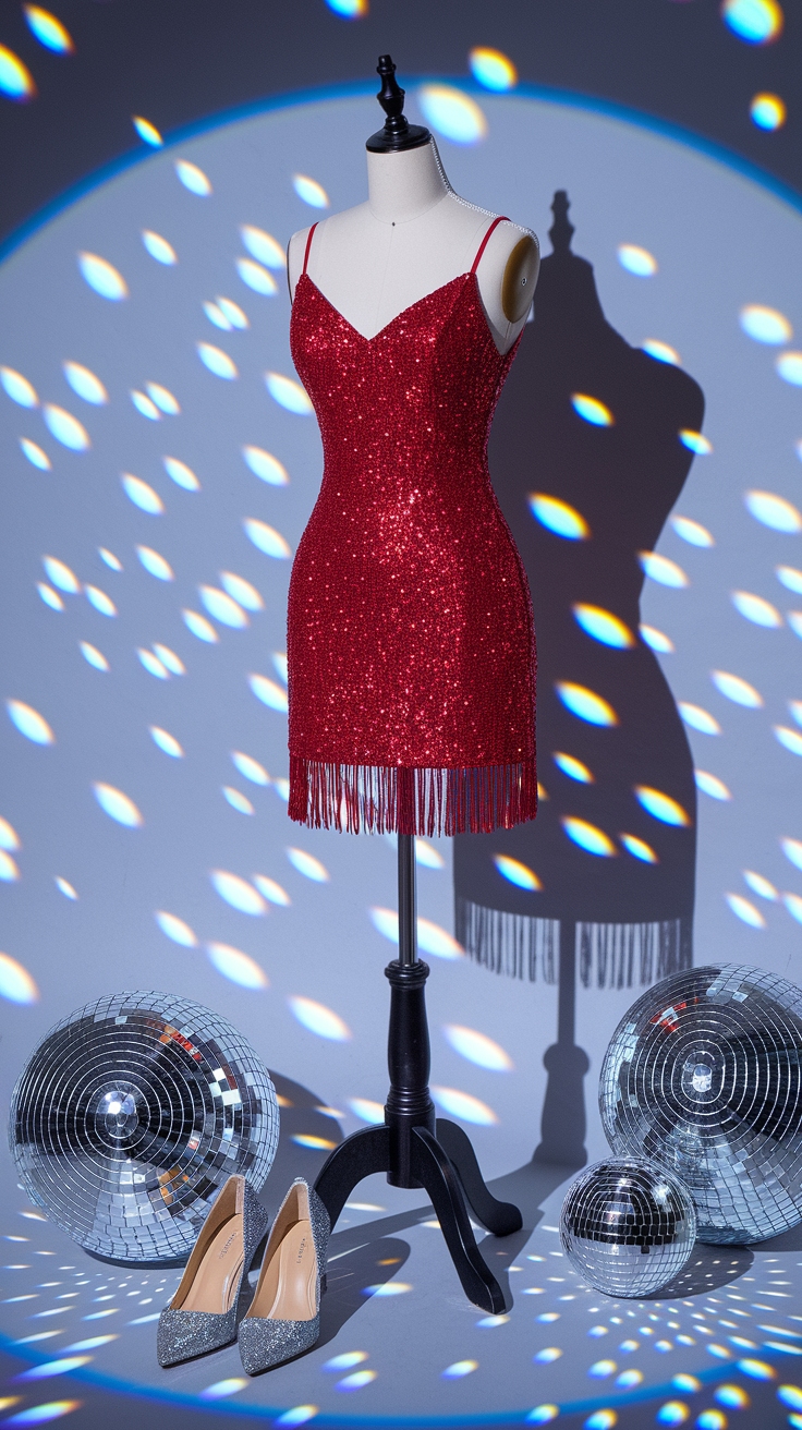 Glittery Red Dress: Stand Out in Stunning Styles outfit idea