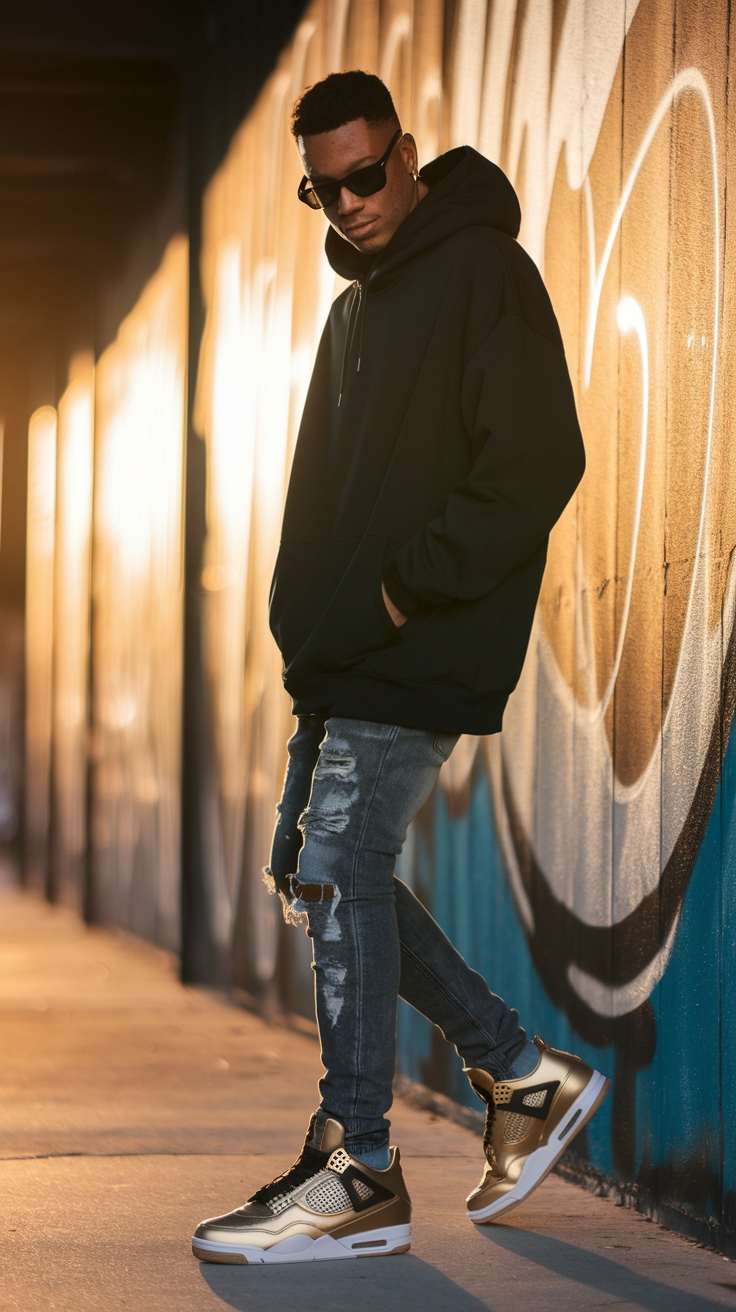 Jordan 4 Metallic Gold Outfit for Sneaker Lovers outfit idea