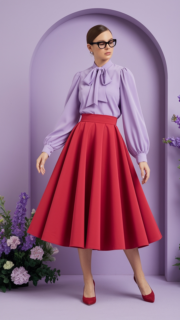 Lavender and Red Outfit: Perfect Color Combinations outfit idea