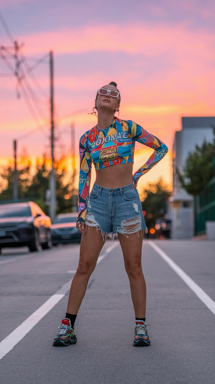 Low Rise Shorts Outfits Y2K for a Retro Summer outfit idea