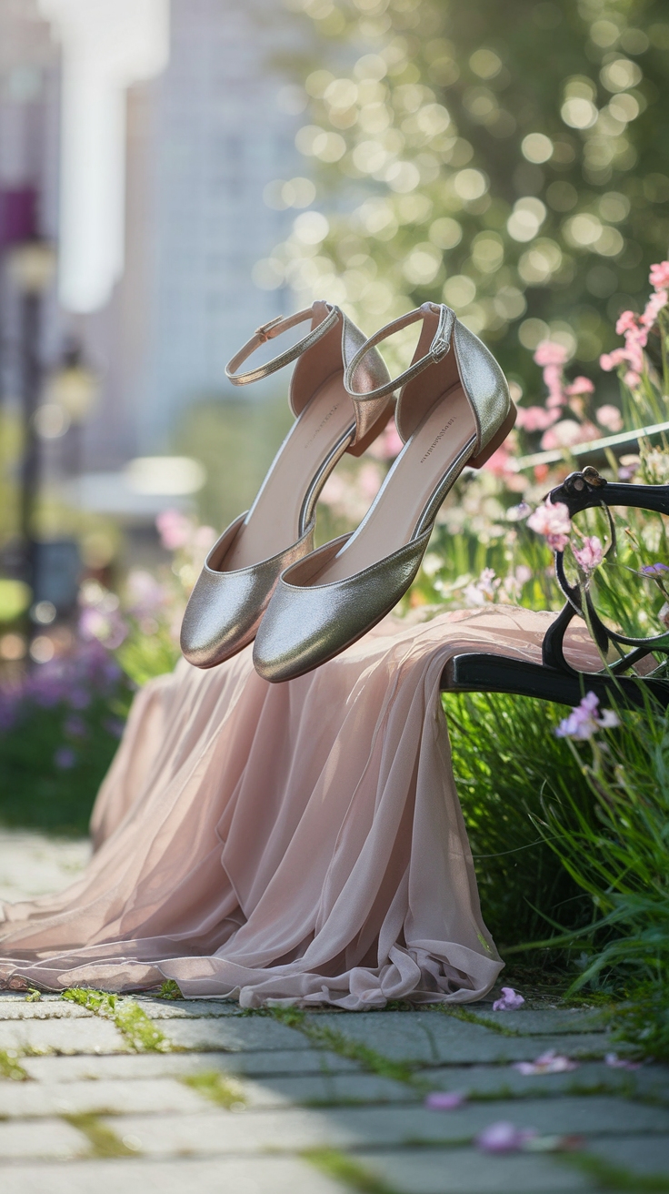 Trendy Metallic Ballet Flats for Effortless Style outfit idea