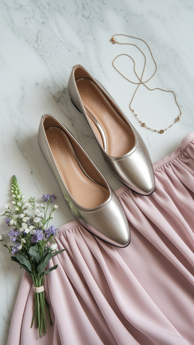 Metallic Ballet Flats Outfit for Effortless Elegance outfit idea