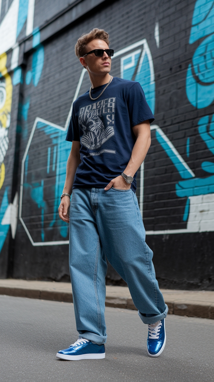 Metallic Blue Shoes Outfit: Stand Out with a Pop of Color outfit idea