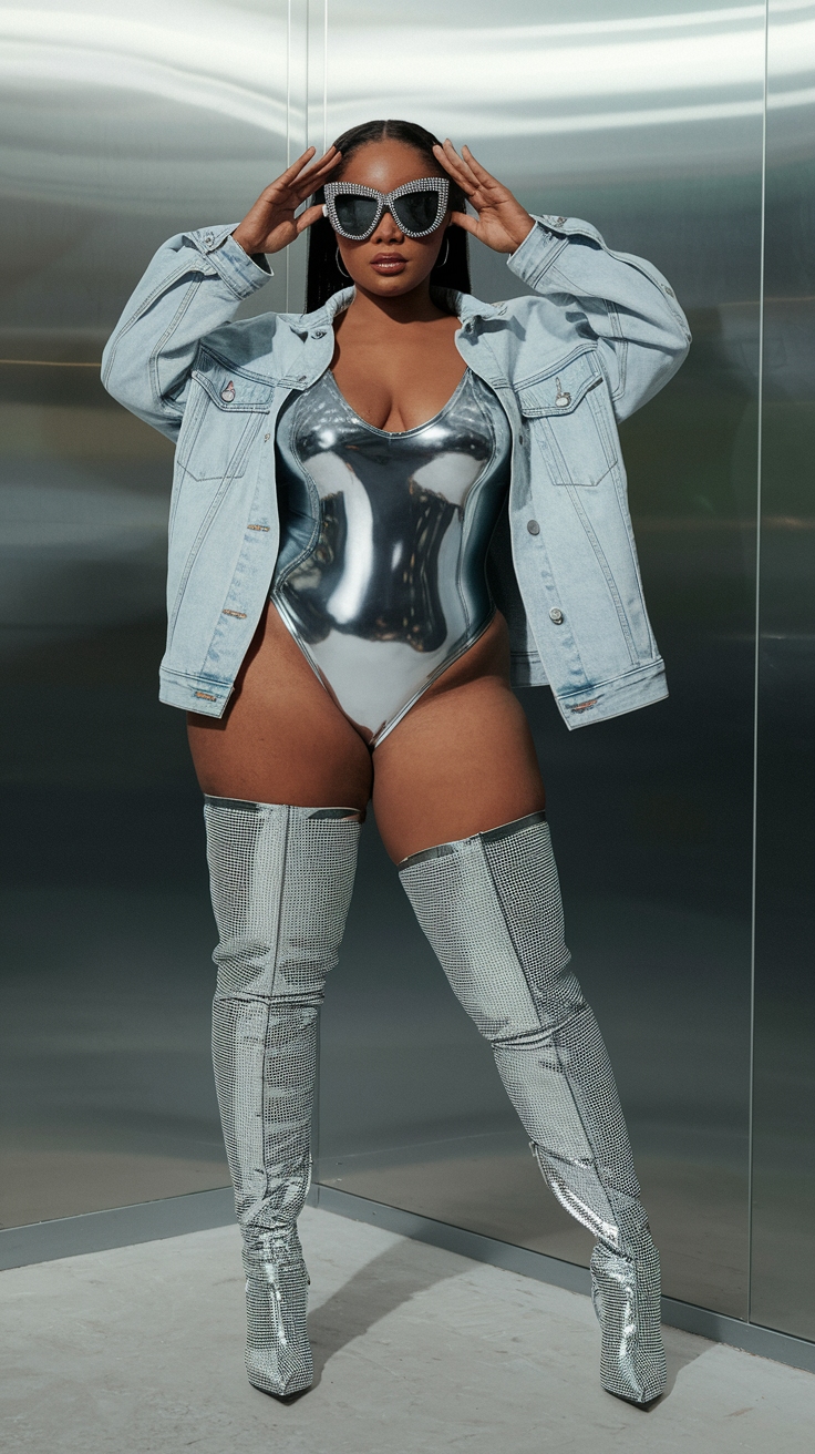 Metallic Bodysuit Outfit Black Women Can Flaunt With Pride outfit idea