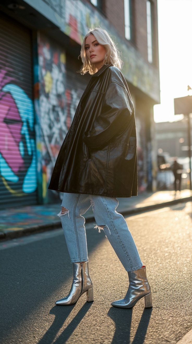 Metallic Boots: Shine Bright in Your Footwear outfit idea