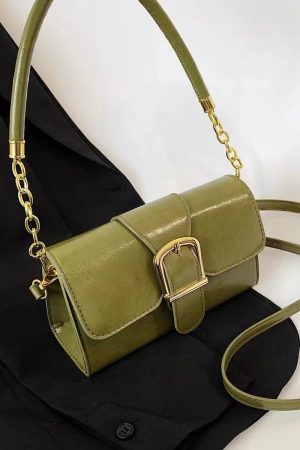 2023 Casual Shiny Green Small Square Crossbody Bag - Elegant Shoulder Underarm Bag for Women, Niche Fashion Accessory