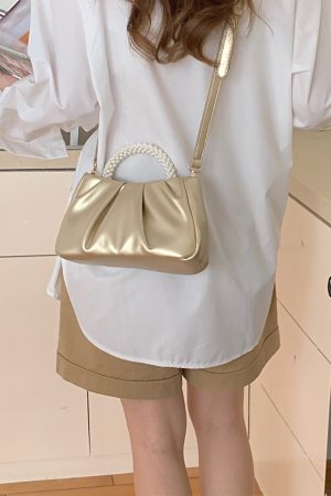 2023 Pearl Color Pleated Cloud Women's Handbag - Versatile Wrist & Shoulder Crossbody Bag for Chic Style
