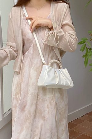 2023 Women's Pearlescent Ruffled Cloud Handbag - Mini Crossbody Shoulder Bag in Trendy Color