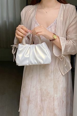 2023 Women's Pearlescent Ruffled Cloud Handbag - Mini Crossbody Shoulder Bag in Trendy Color