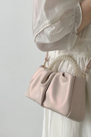 2023 Women's Pearlescent Ruffled Cloud Handbag - Mini Crossbody Shoulder Bag in Trendy Color