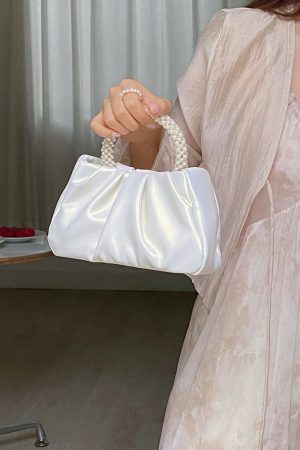 2023 Women's Pearlescent Ruffled Cloud Handbag - Mini Crossbody Shoulder Bag in Trendy Color