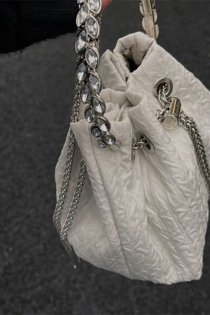 2023 Women's Rhinestone Round Ring Bucket Bag - Sweet Chain Shoulder Crossbody Handbag, Trendy Fashion Accessory