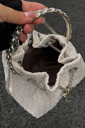 2023 Women's Rhinestone Round Ring Bucket Bag - Sweet Chain Shoulder Crossbody Handbag, Trendy Fashion Accessory