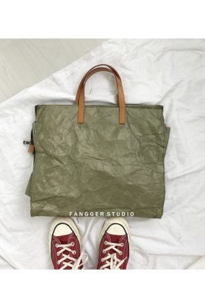 2024 Korean Style Women's Shoulder Crossbody Bag, Vintage Large Capacity Kraft Paper Tote for Everyday Use