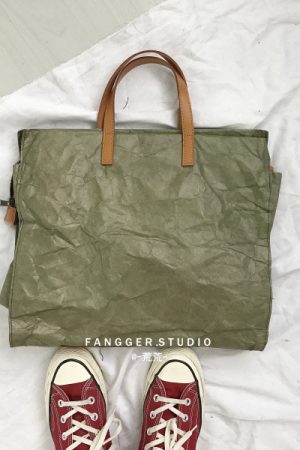 2024 Korean Style Women's Shoulder Crossbody Bag, Vintage Large Capacity Kraft Paper Tote for Everyday Use