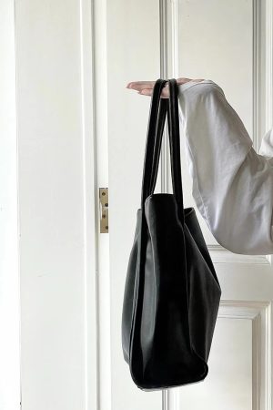 2024 Korean Style Women's Textured Tote Bag - Large Capacity Shoulder Bag for Spring Summer Fashion