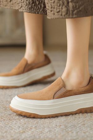 2024 New Italian-Style Thick-Soled Wedge Shoes for Women - 5 cm Soft Sole Genuine Leather Comfort