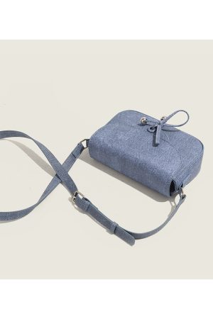 2024 Small Denim Square Bag with Bow - Fashionable Versatile Shoulder Crossbody Bag for Women, Trendy Y2K Style
