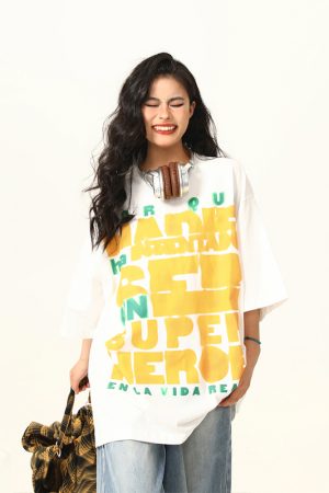 2024 Summer American Vintage Short Sleeve Letter Print T-Shirt for Men and Women - Street Style Couples Top