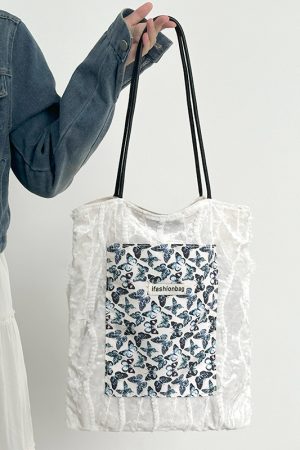 2024 Womenâ€™s Large Capacity Butterfly Lace Shoulder Tote Bag - Versatile Niche Handbag for Everyday Style