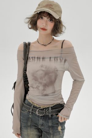 2024 Women's Mesh Long Sleeve Tank Top Two-Piece Set - American Style Slim Fit Sexy Fashion