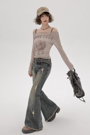 2024 Women's Mesh Long Sleeve Tank Top Two-Piece Set - American Style Slim Fit Sexy Fashion