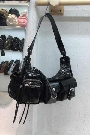 2024 Women's Multi-Pocket Rivet Tote Bag - Hot Girl Underarm Motorcycle Style Shoulder Crossbody Bag