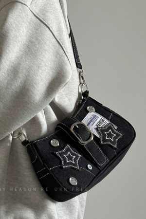 2024 Women's Vintage Denim Shoulder Bag with Chain, Button Detail, Crossbody Design - Trendy Underarm Handbag