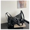 2025 Black Soft Leather Large Capacity Casual Tote Bag for Women - Korean Style Fashion Shoulder and Crossbody Bag