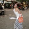 2025 Color-Block Spliced Woven Tote Bag - Versatile Handheld & Shoulder Bag for Chic Casual Style