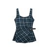 2025 Cowboy Style Dark Blue Denim Plaid Sleeveless Top with Belted Waist for a Slimming Fit
