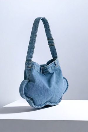 2025 Fashionable Versatile Denim Floral Tote Bag - High-End Shoulder Crossbody Commuter Bag for Trendy Style