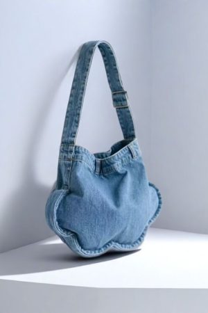 2025 Fashionable Versatile Denim Floral Tote Bag - High-End Shoulder Crossbody Commuter Bag for Trendy Style