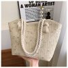 2025 Large Capacity Woven Straw Tote Bag for Women - Stylish Summer Shoulder Bag, Versatile Commuter Design with Rope Detail