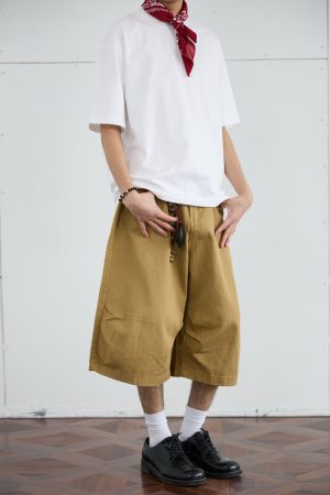 2025 Men's Seven-Point Pants - Casual Wide-Leg Workwear, Loose Fit Draping Shorts for Versatile Everyday Style