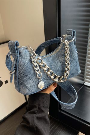 2025 New Model Patchwork Small Bag for Women - Stylish Versatile Chain Underarm Shoulder Crossbody Bag