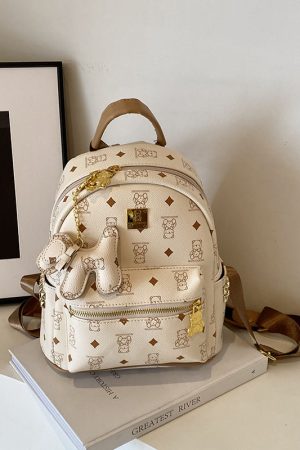 2025 New Women's Mini Backpack - Double Shoulder Design, Versatile Small Bag with Cute Maiduo Bear Print